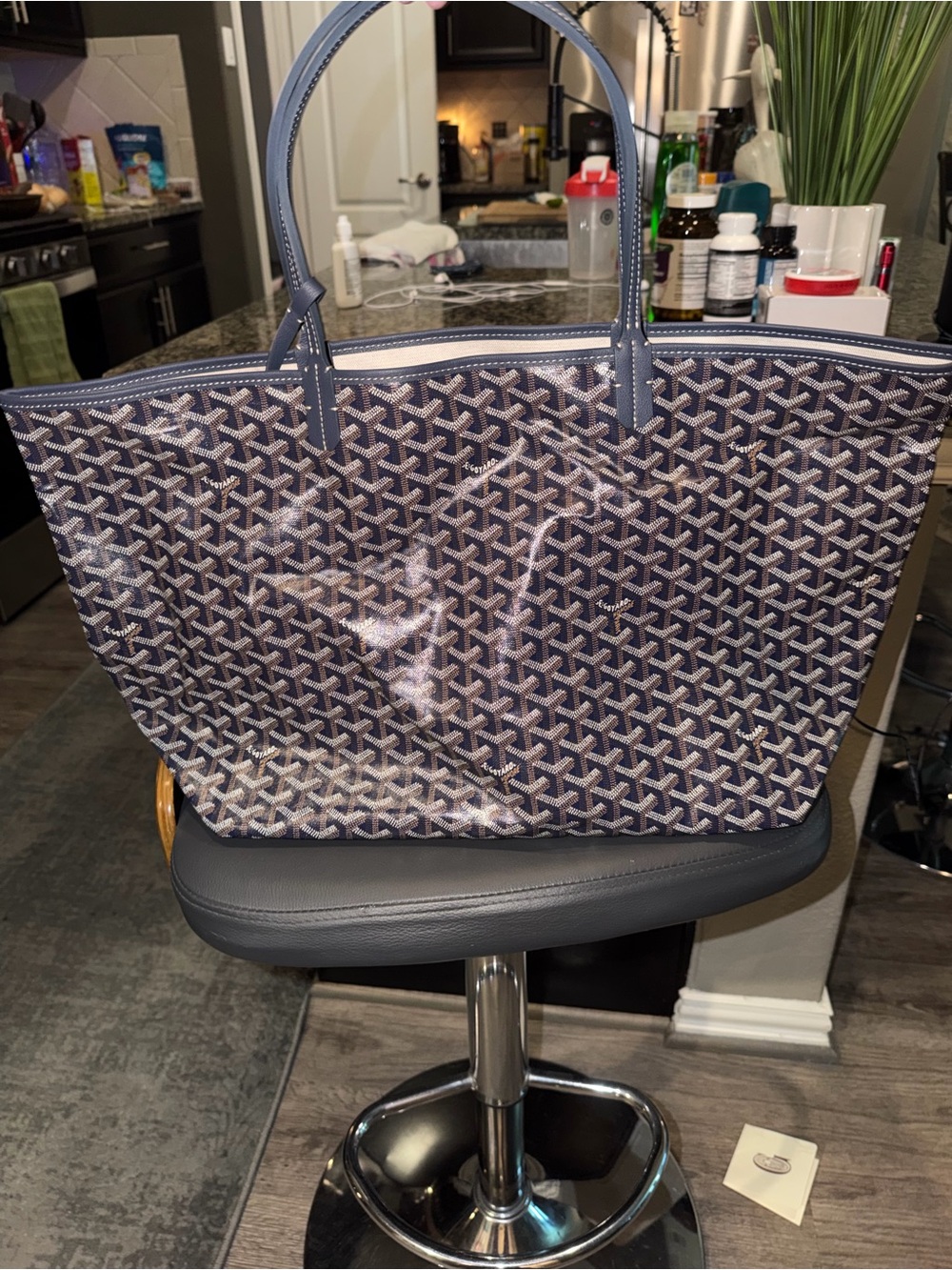 Goyard Navy Leather tote bag